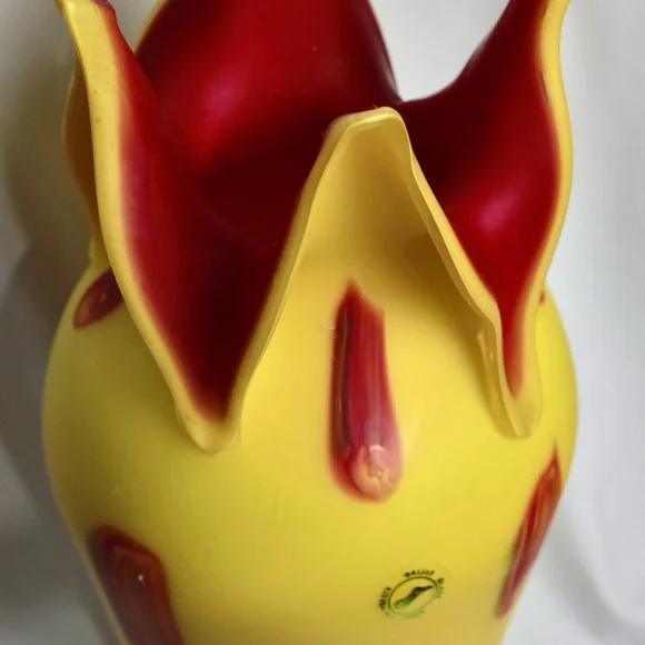 Hand Blown •Studio Art Large Yellow Vase •Azerbaijan Russia